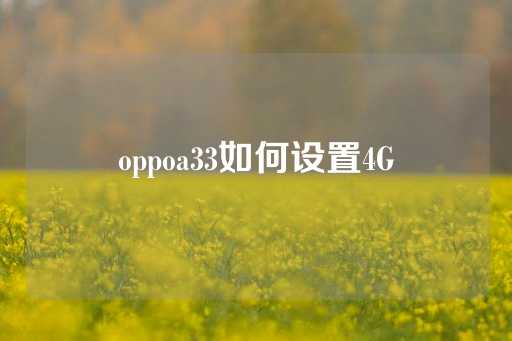 oppoa33如何设置4G